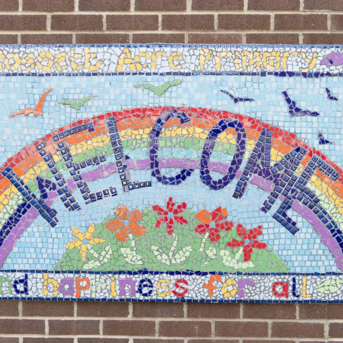 Welcome sign in mosaic