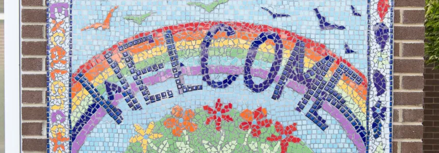 Welcome sign in mosaic