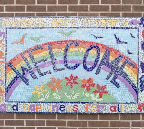Welcome sign in mosaic