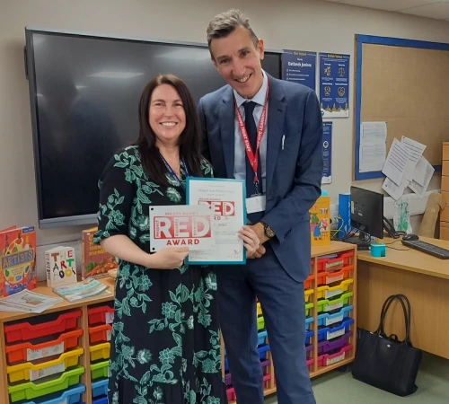 Richard Sheriff presenting RED Award to Kate Woodcock