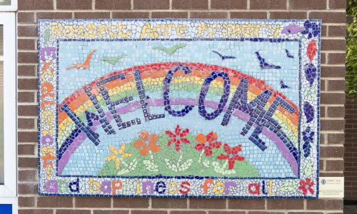 Welcome sign in mosaic